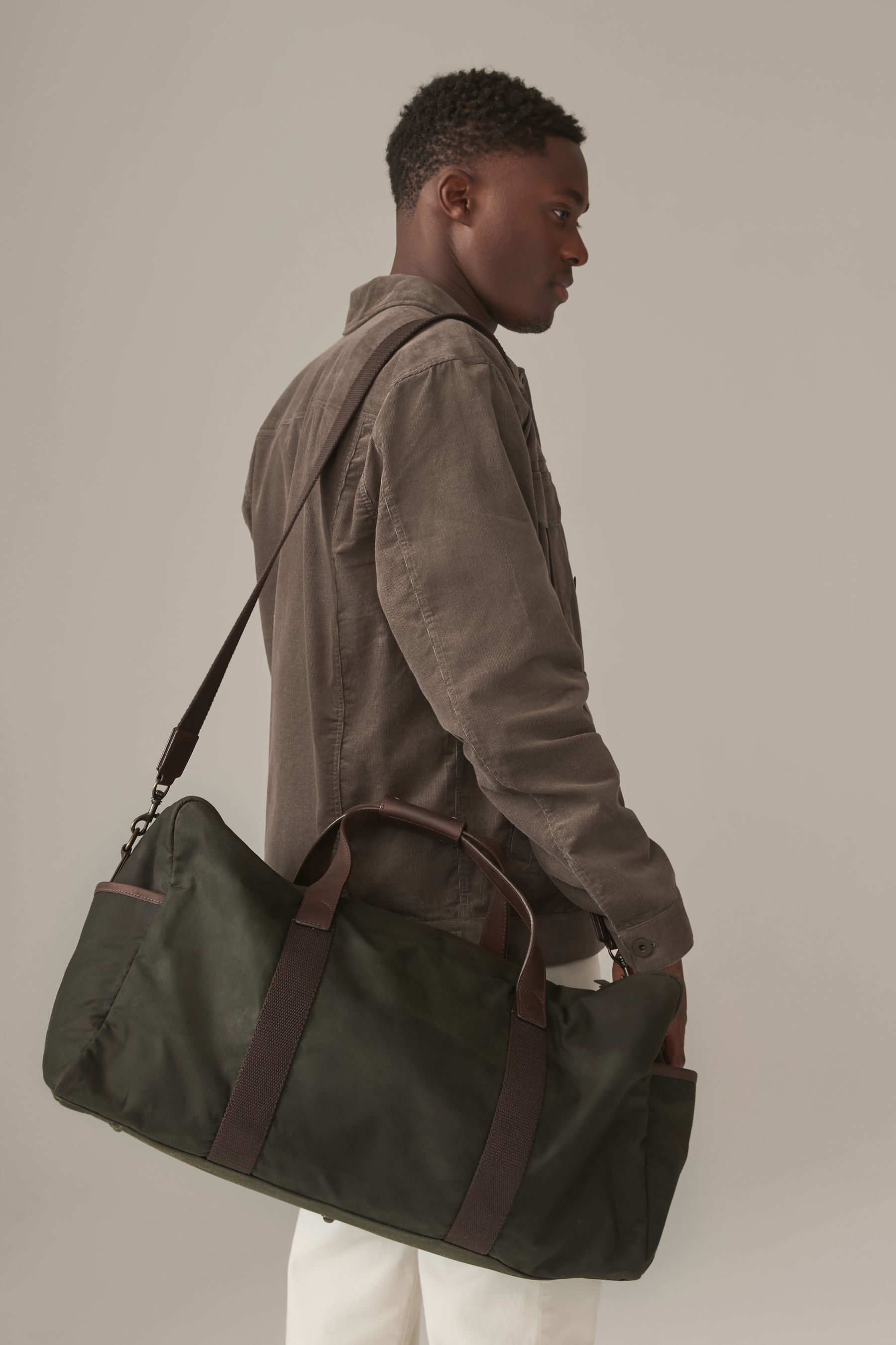 Buy Khaki Green Wax 100 Cotton Holdall from the Next UK online shop