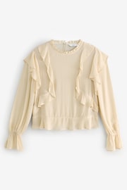 Ecru Ruffle Long Sleeve Blouse - Image 6 of 7