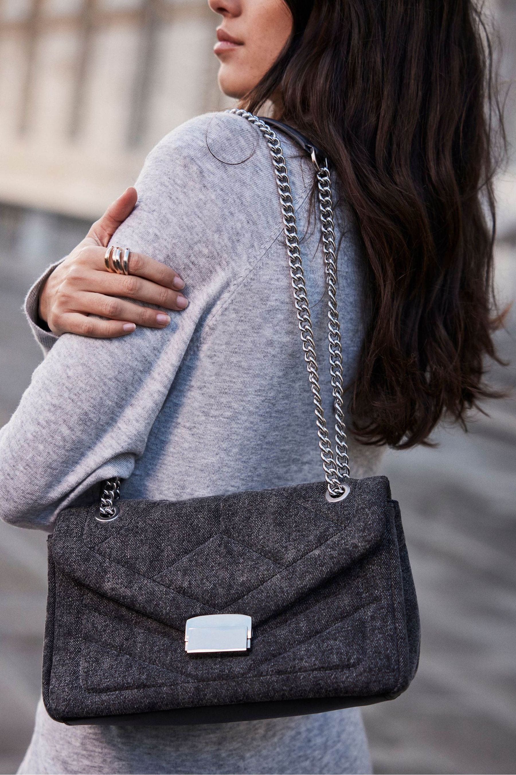 Buy Mint Velvet Grey Denim Shoulder Bag from Next Luxembourg
