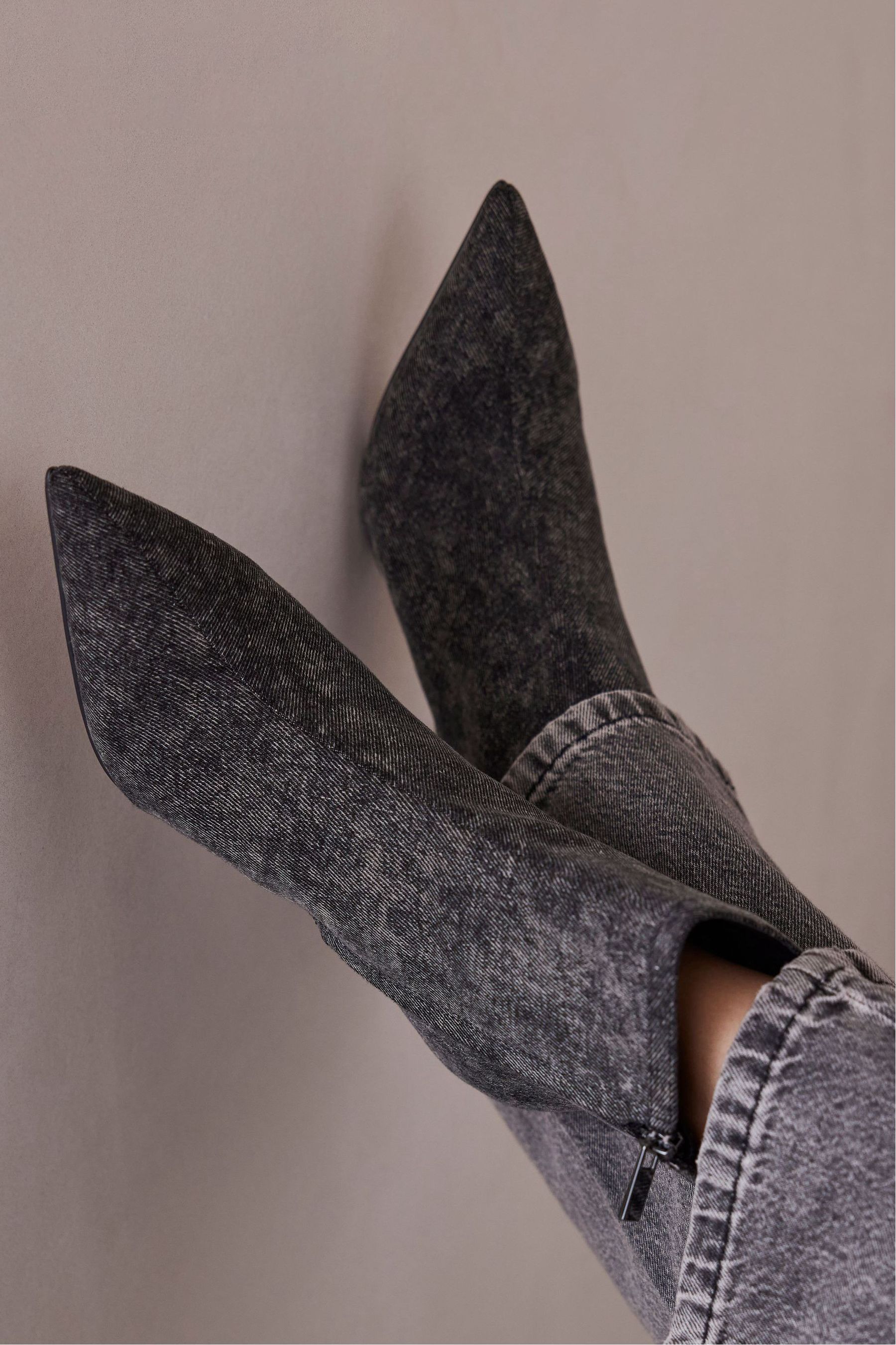 Buy Mint Velvet Grey Denim Ankle Boots from Next Luxembourg