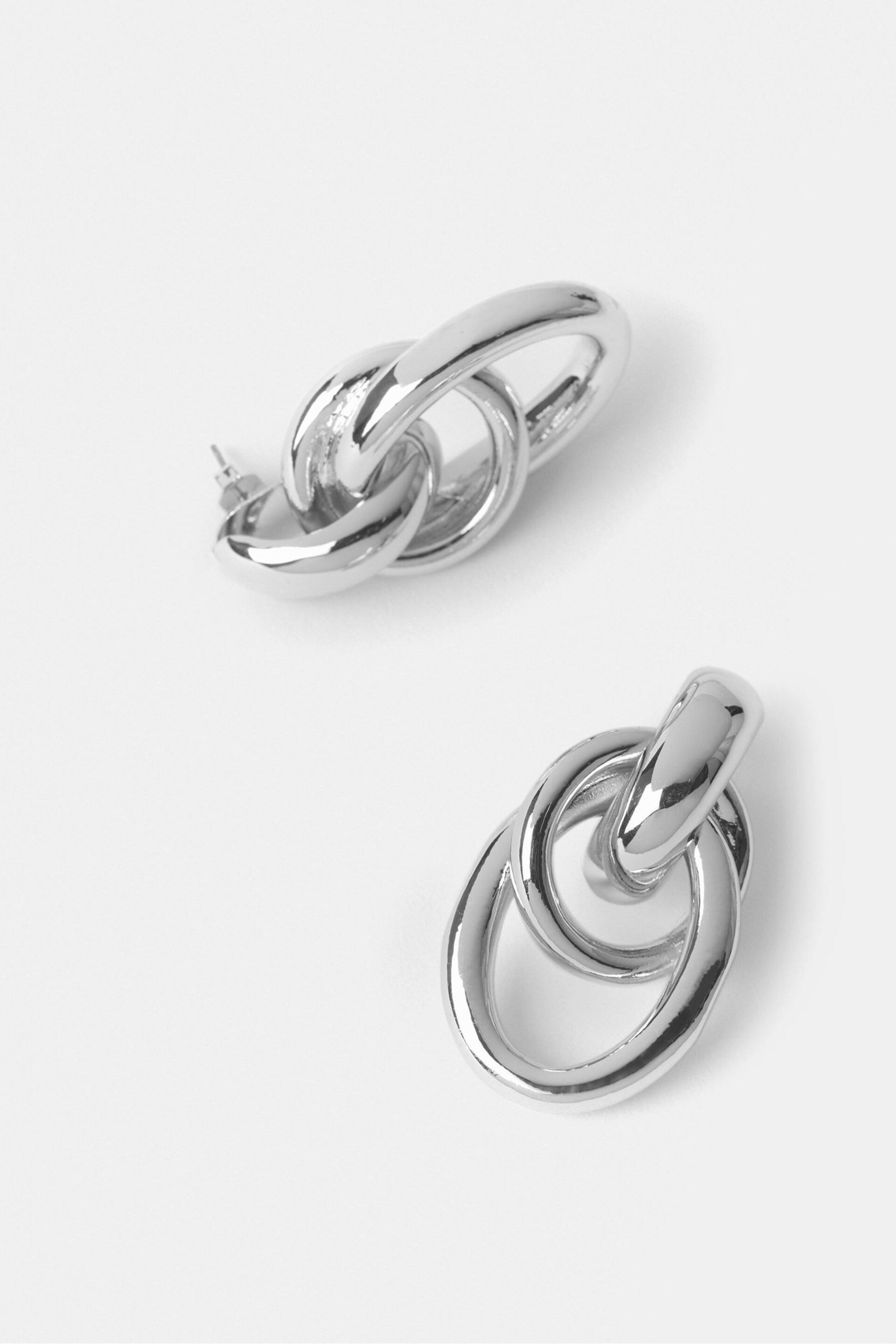 Mint Velvet Silver Tone Multi Hoop Stud Earrings - Image 2 of 3