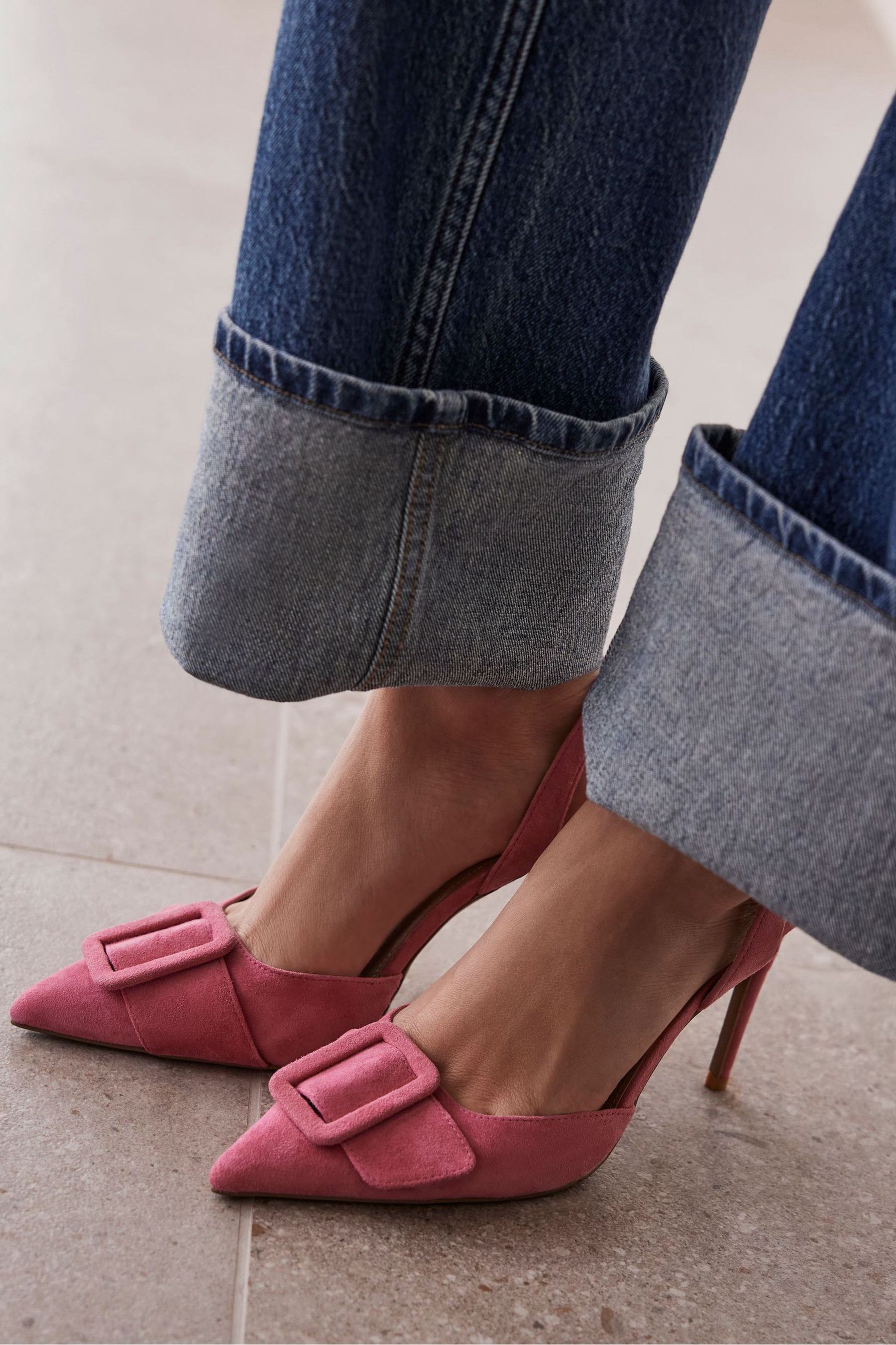 Pink suede slingbacks store