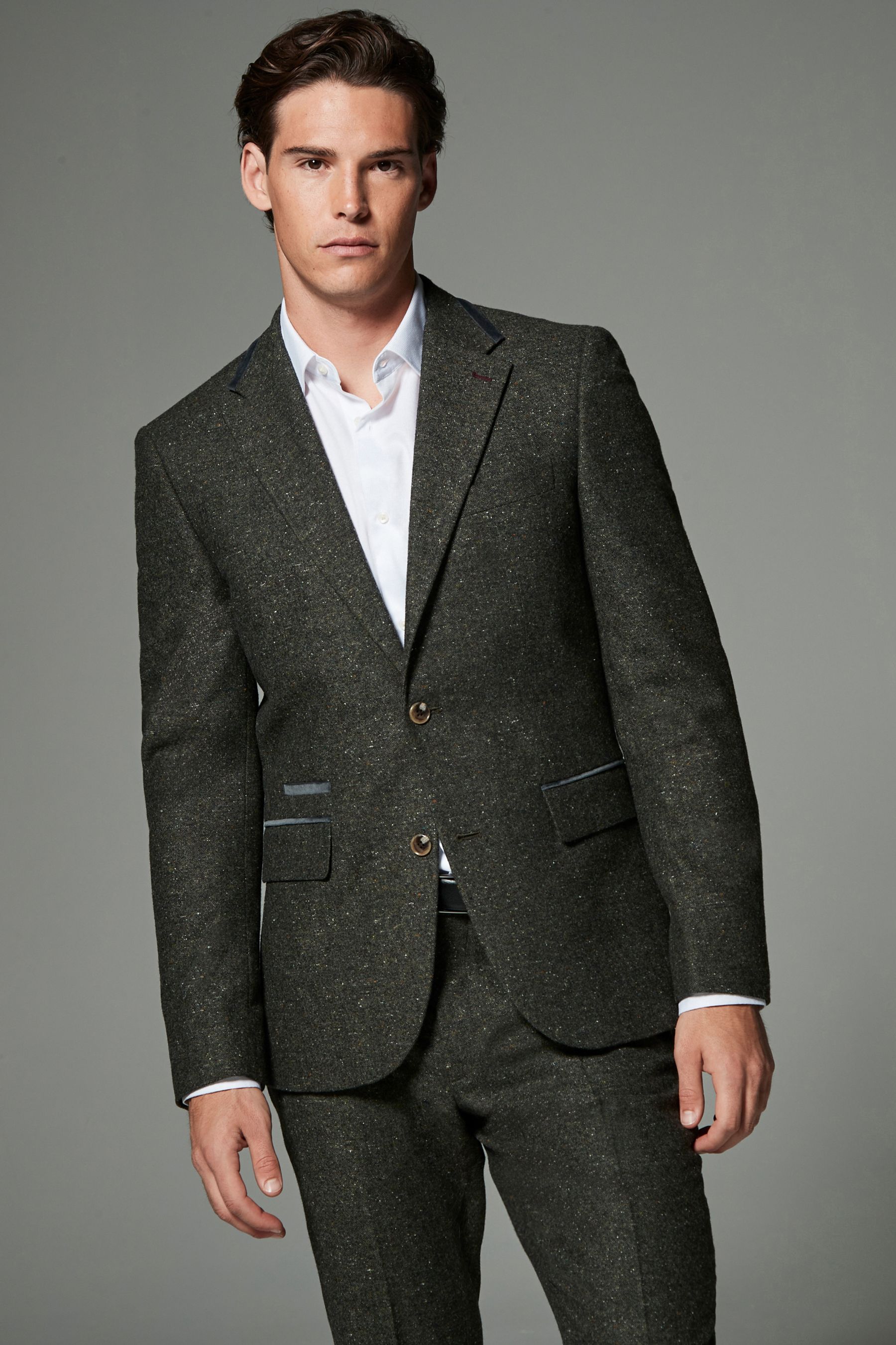 Buy Green Regular Fit Trimmed Neppy Donegal Suit Jacket from Next Malta