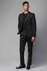 Black Tailored Fit Textured Wool Suit Jacket - Image 2 of 11