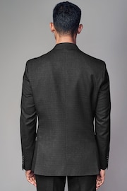 Black Tailored Fit Textured Wool Suit Jacket - Image 3 of 11