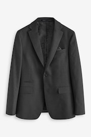 Black Tailored Fit Textured Wool Suit Jacket - Image 6 of 11