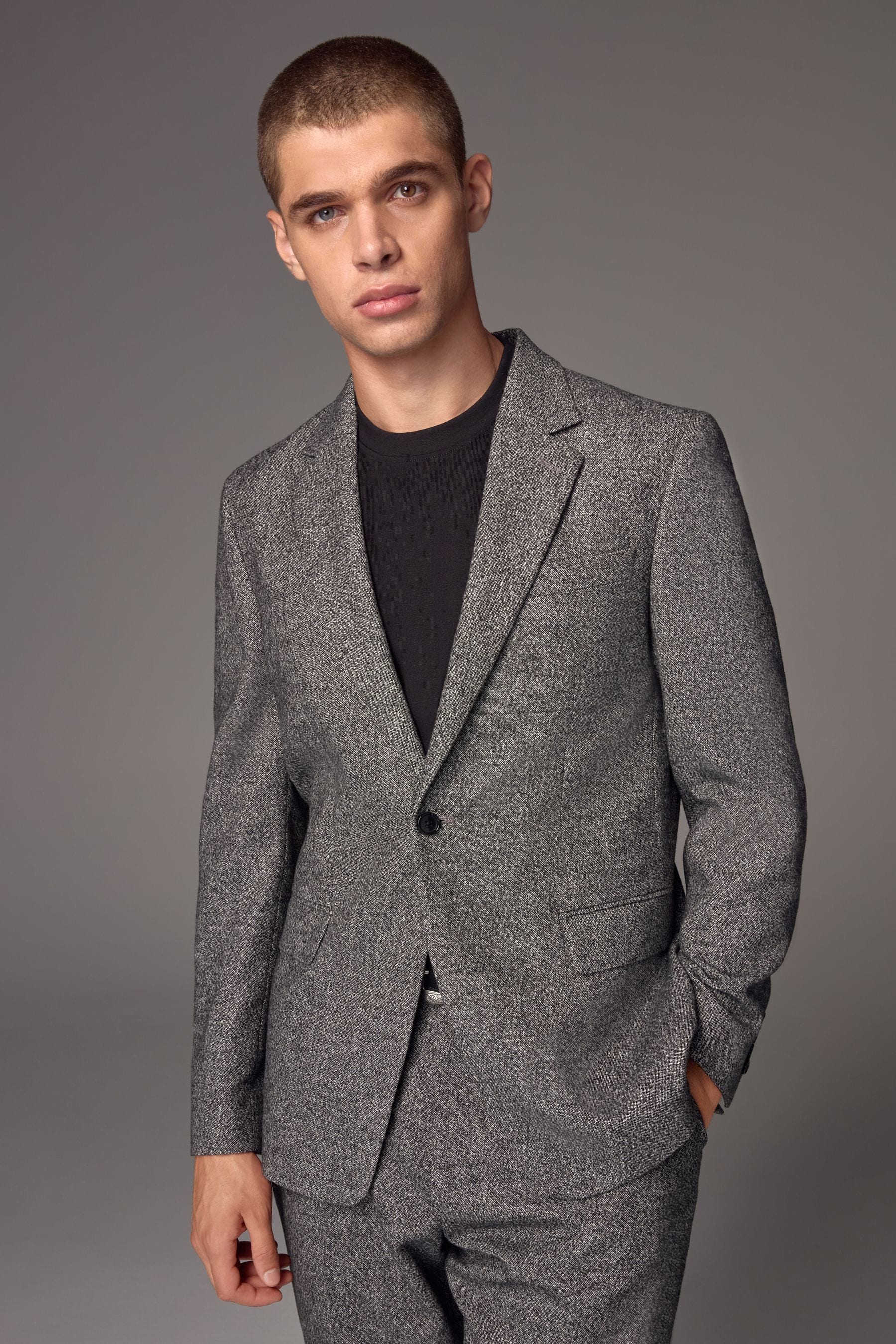 Buy Charcoal Grey Slim Fit Donegal Suit Jacket from Next Georgia
