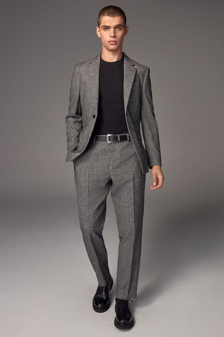 Charcoal Grey Slim Fit Donegal Suit Trousers - Image 2 of 9