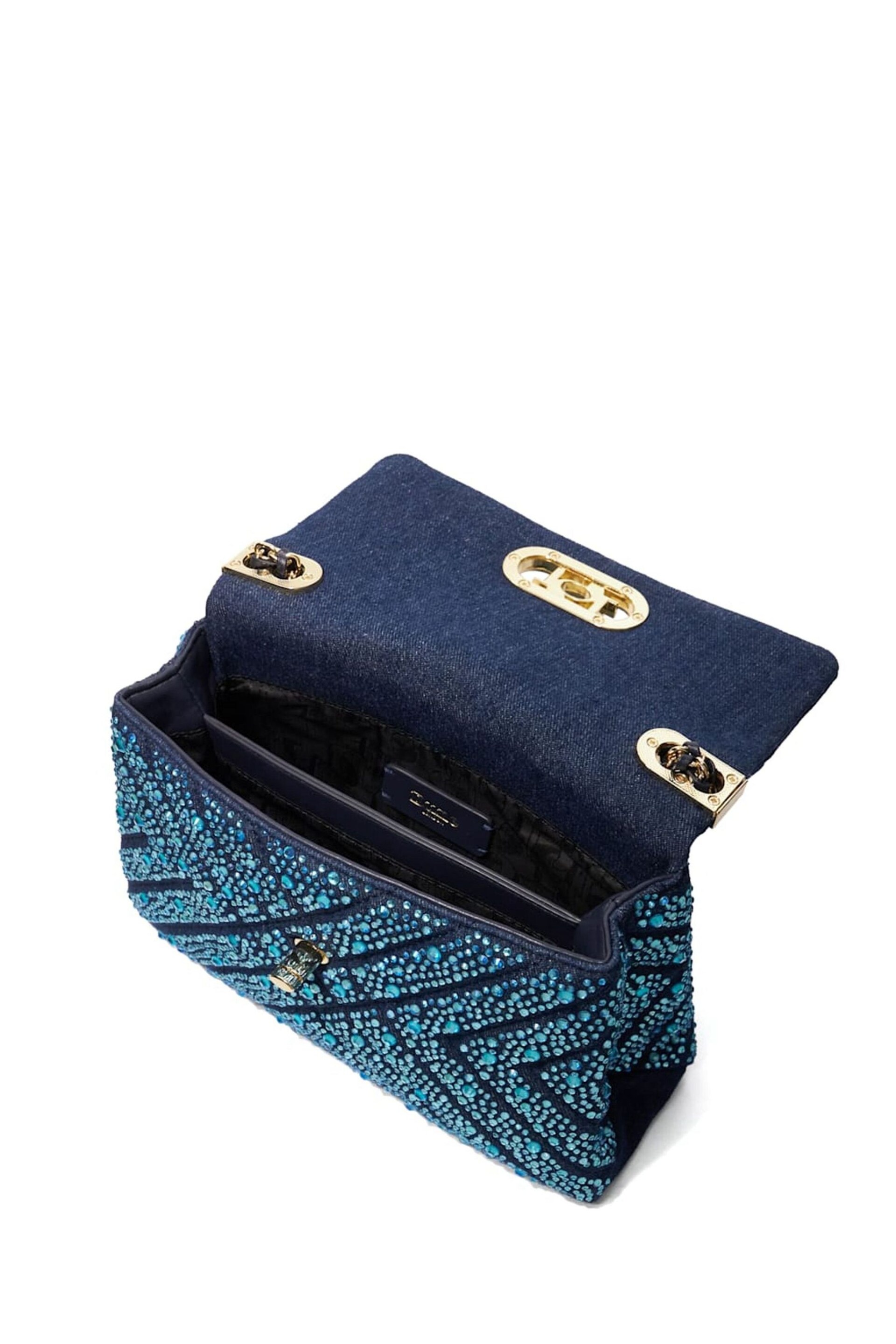 Dune London Blue Small Regent Quilted Shoulder Bag - Image 4 of 5