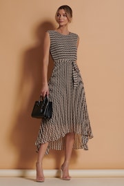 Jolie Moi Brown Pleated Chiffon High Low Maxi Dress - Image 3 of 5