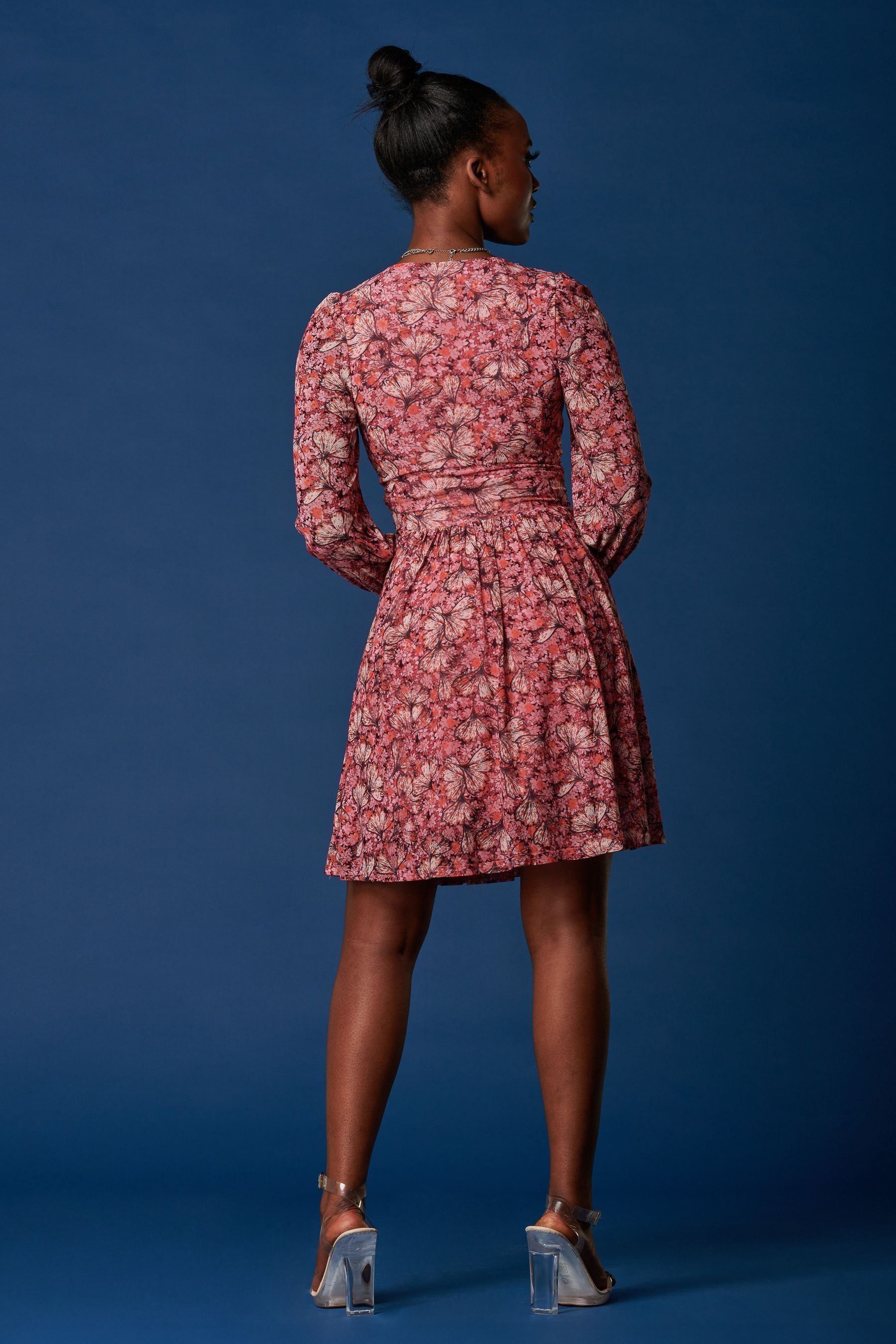 Buy Jolie Moi Long Sleeve Mesh Skater Dress from Next Luxembourg