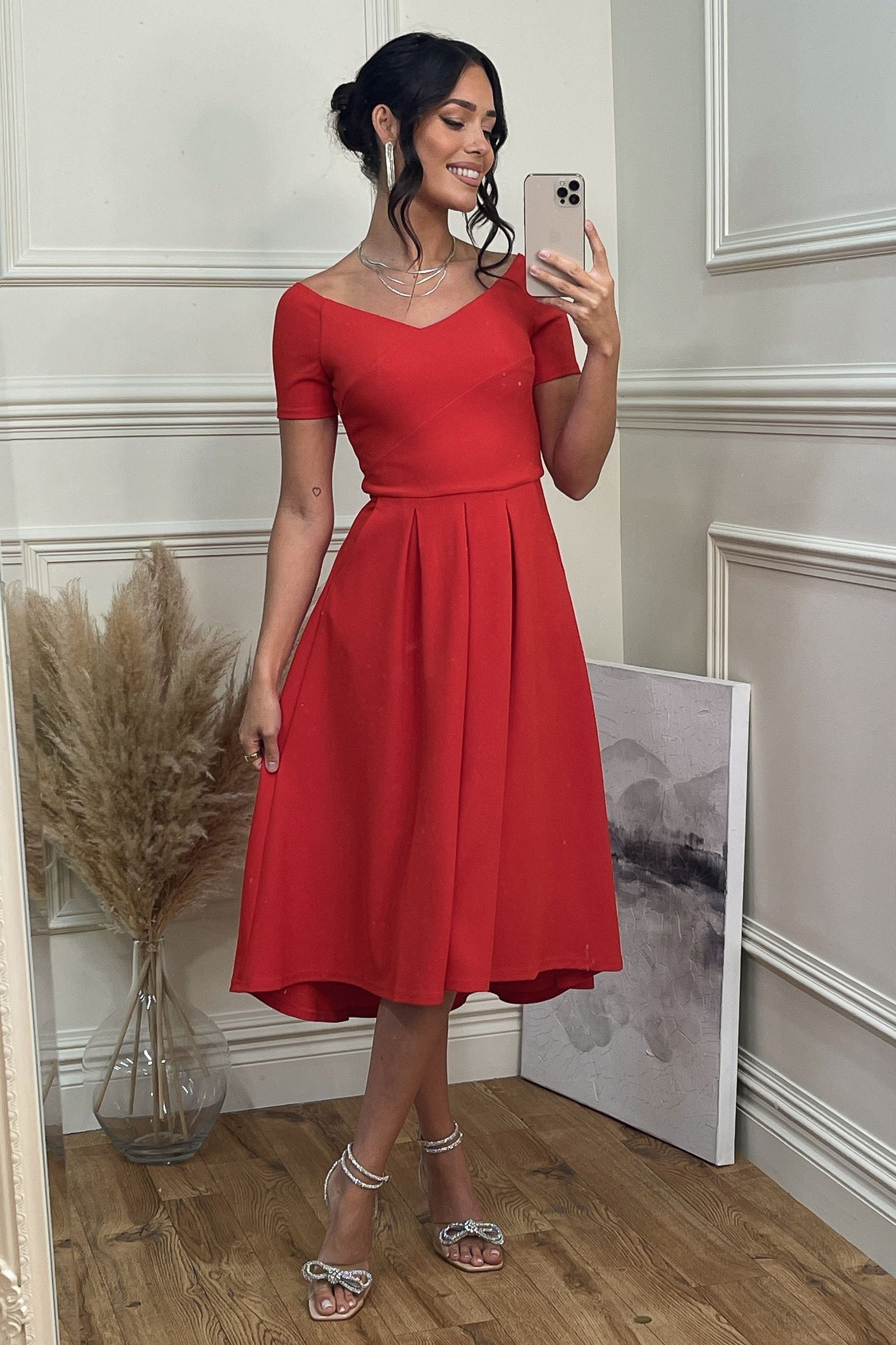 Buy Jolie Moi Red Lenora Fit Flare Midi Dress from Next Luxembourg
