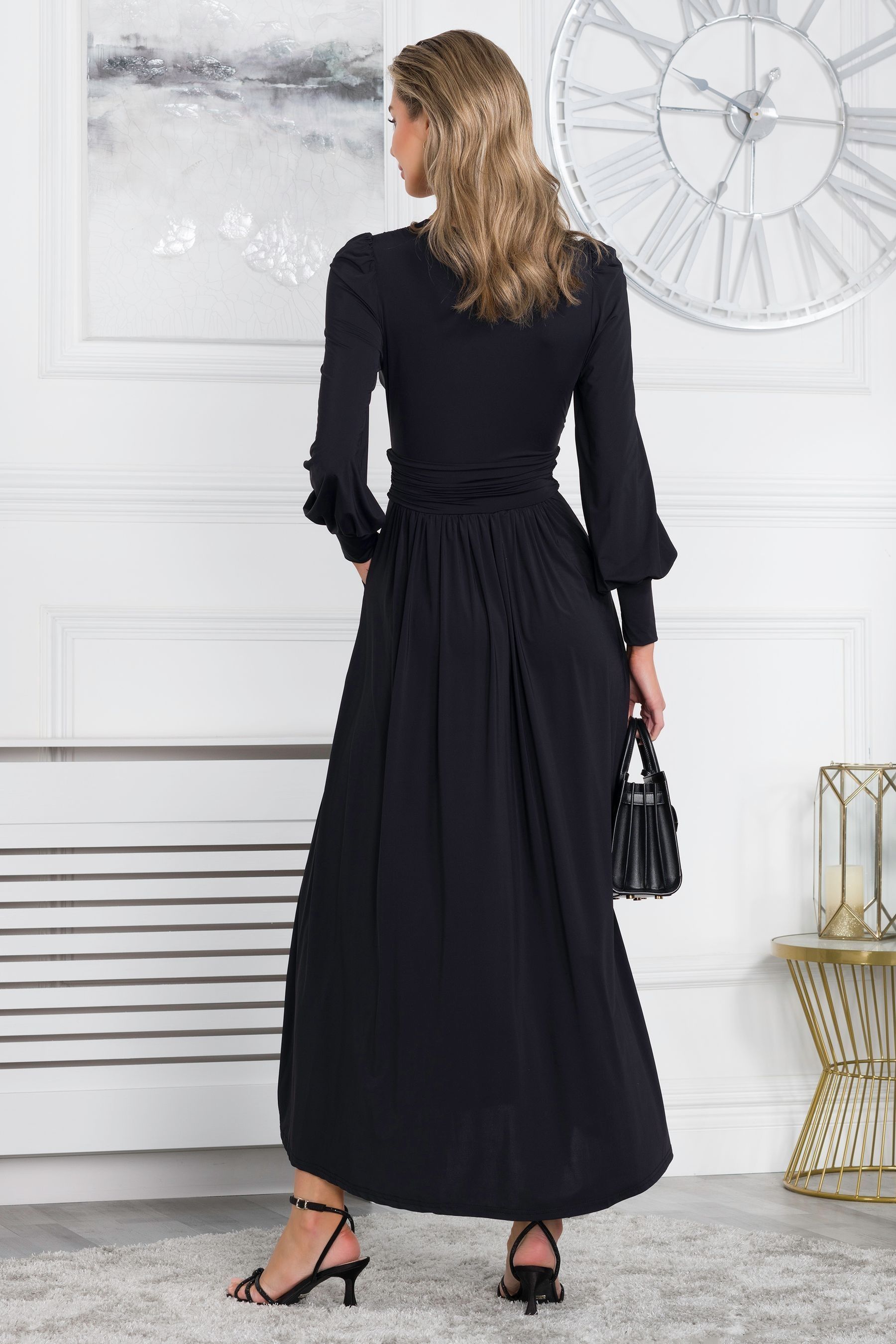 Buy Jolie Moi Black Jersey Rashelle Long Sleeve Maxi Dress from Next Pakistan