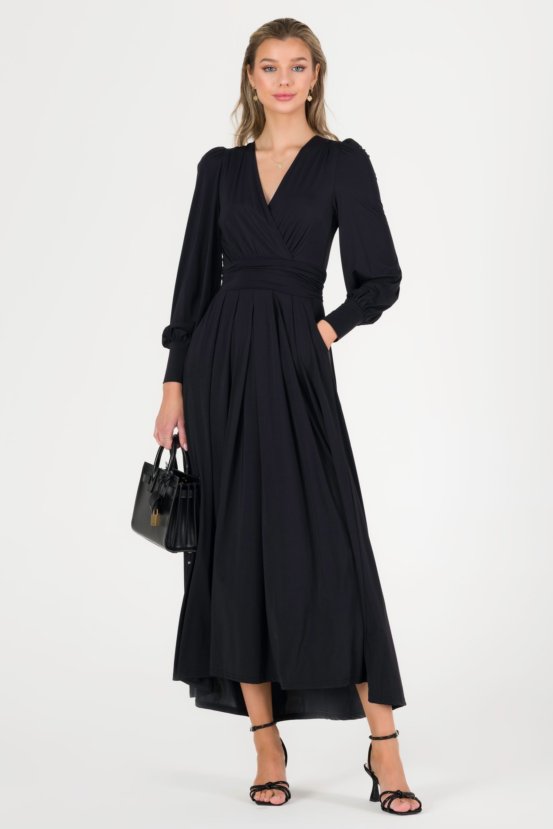 Buy Jolie Moi Black Jersey Rashelle Long Sleeve Maxi Dress from Next France