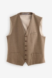 Barbour® Taupe Brown Slim Fit Check Suit Waistcoat - Image 6 of 9