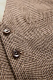 Barbour® Taupe Brown Slim Fit Check Suit Waistcoat - Image 7 of 9