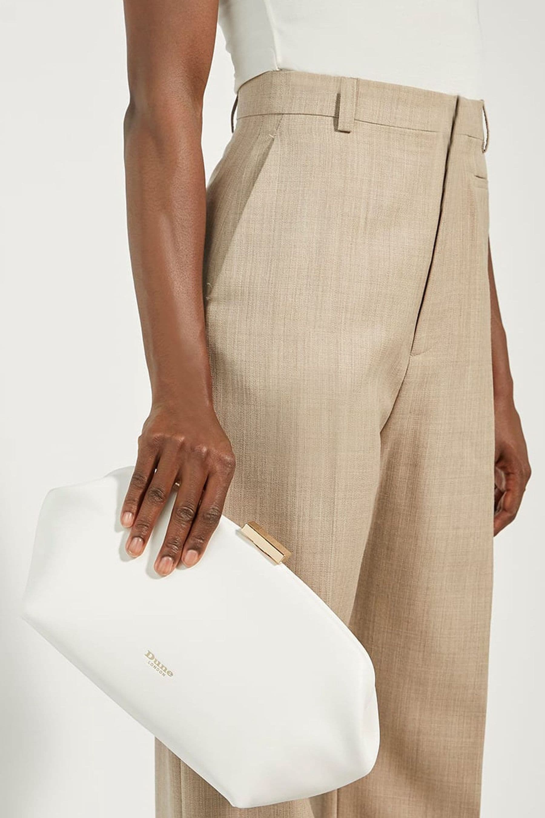 Buy Dune London White Expect Cube Clasp Clutch Bag from Next Luxembourg