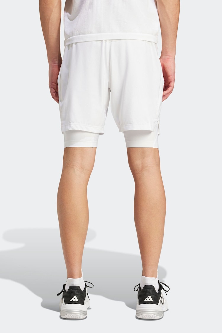 adidas White Tennis Pro AEROREADY Shorts and Inner Shorts Set - Image 2 of 9