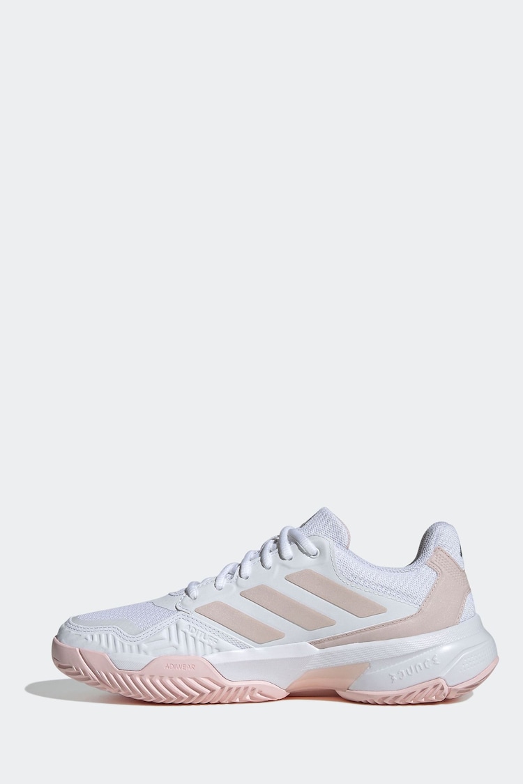 adidas White/Pink Courtjam Control 3 Tennis Shoes - Image 2 of 8