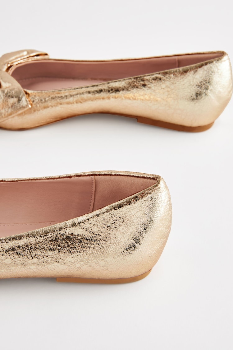 Gold Forever Comfort® Point Toe Bow Ballerinas - Image 6 of 7