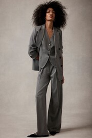 Mint Velvet Grey Pinstripe Wide Trousers - Image 1 of 3