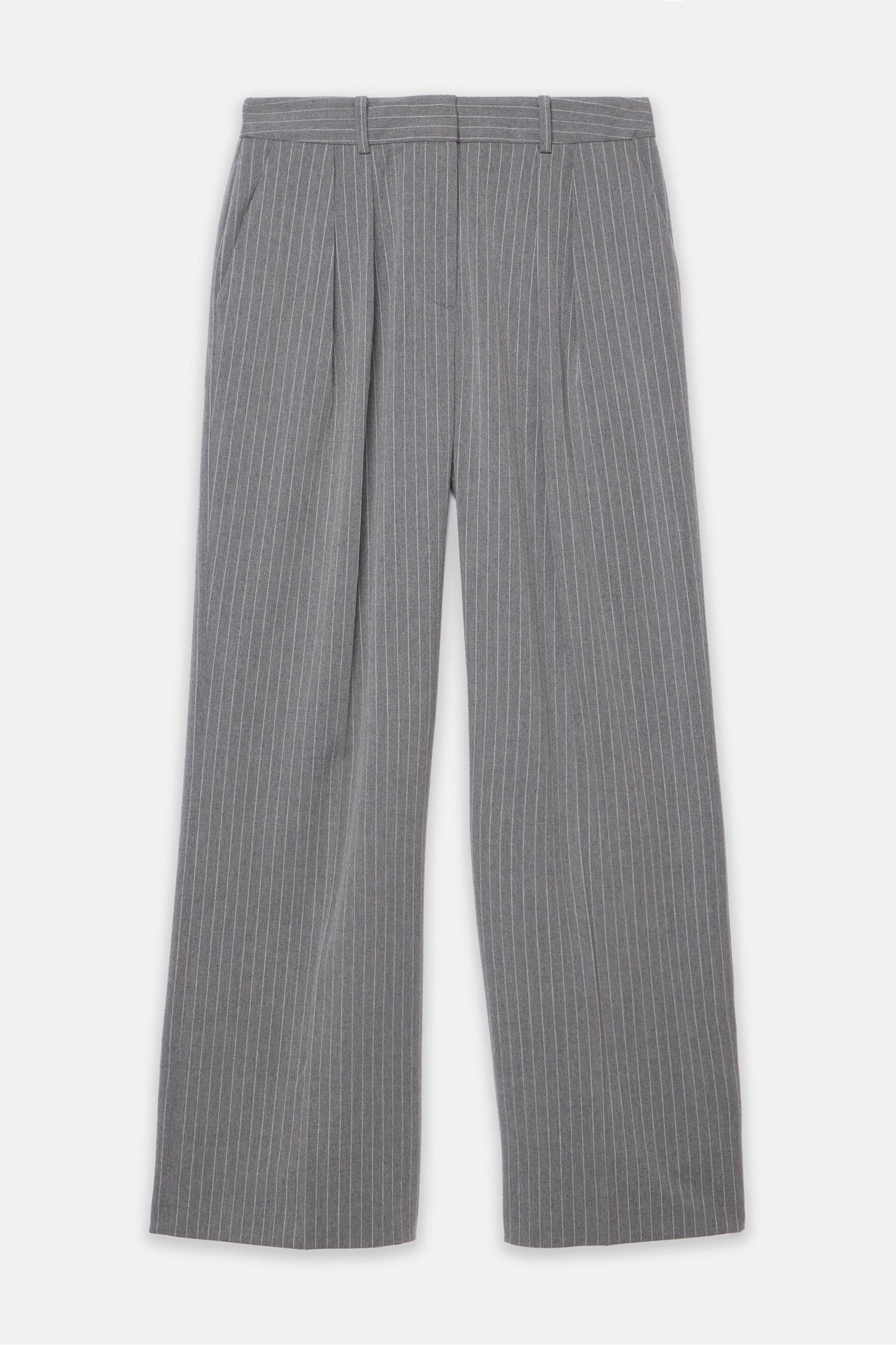 Mint Velvet Grey Pinstripe Wide Trousers - Image 3 of 3