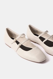 Mint Velvet Cream Leather Ballet Pumps - Image 2 of 3