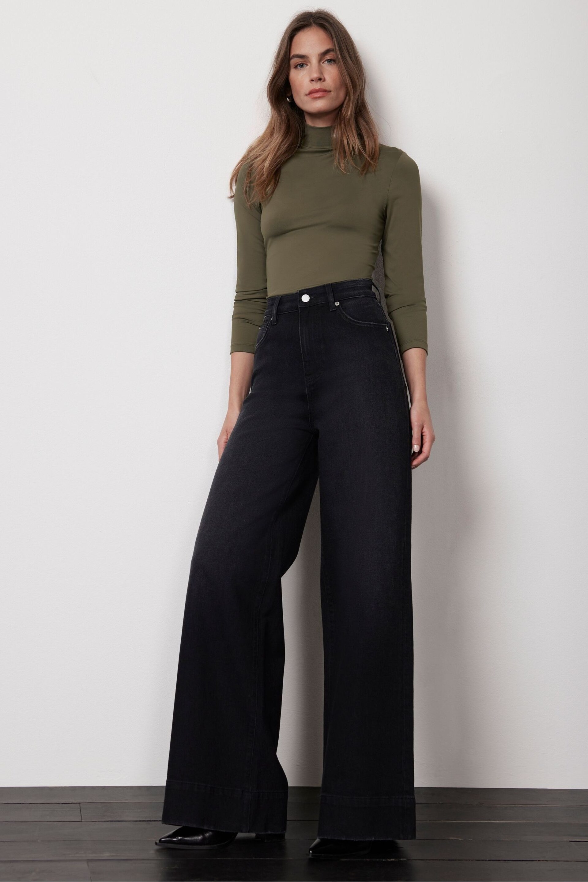 Mint Velvet Green Turtle Neck Top - Image 1 of 4