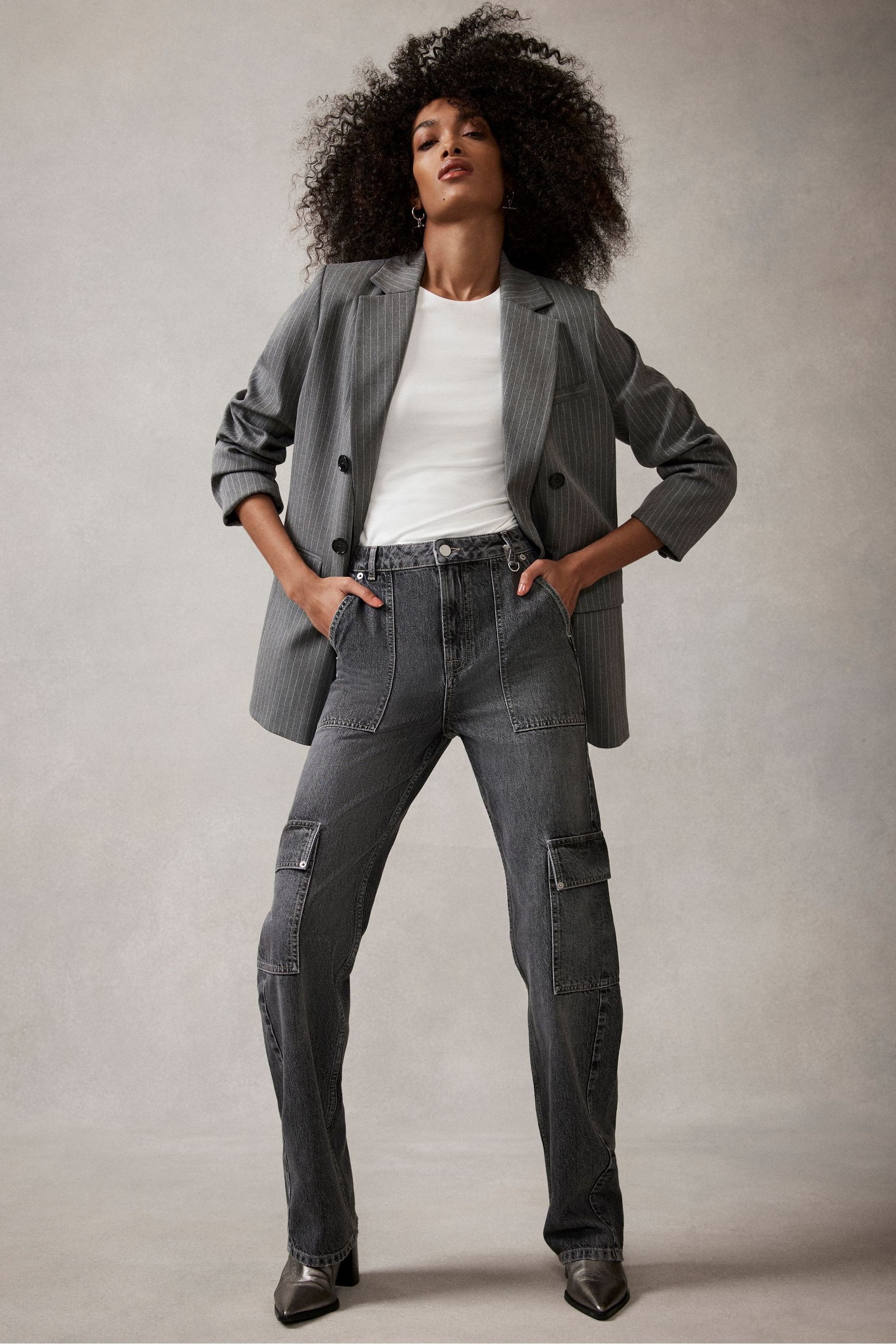 Buy Mint Velvet Grey Washed Cargo Jeans from Next Luxembourg