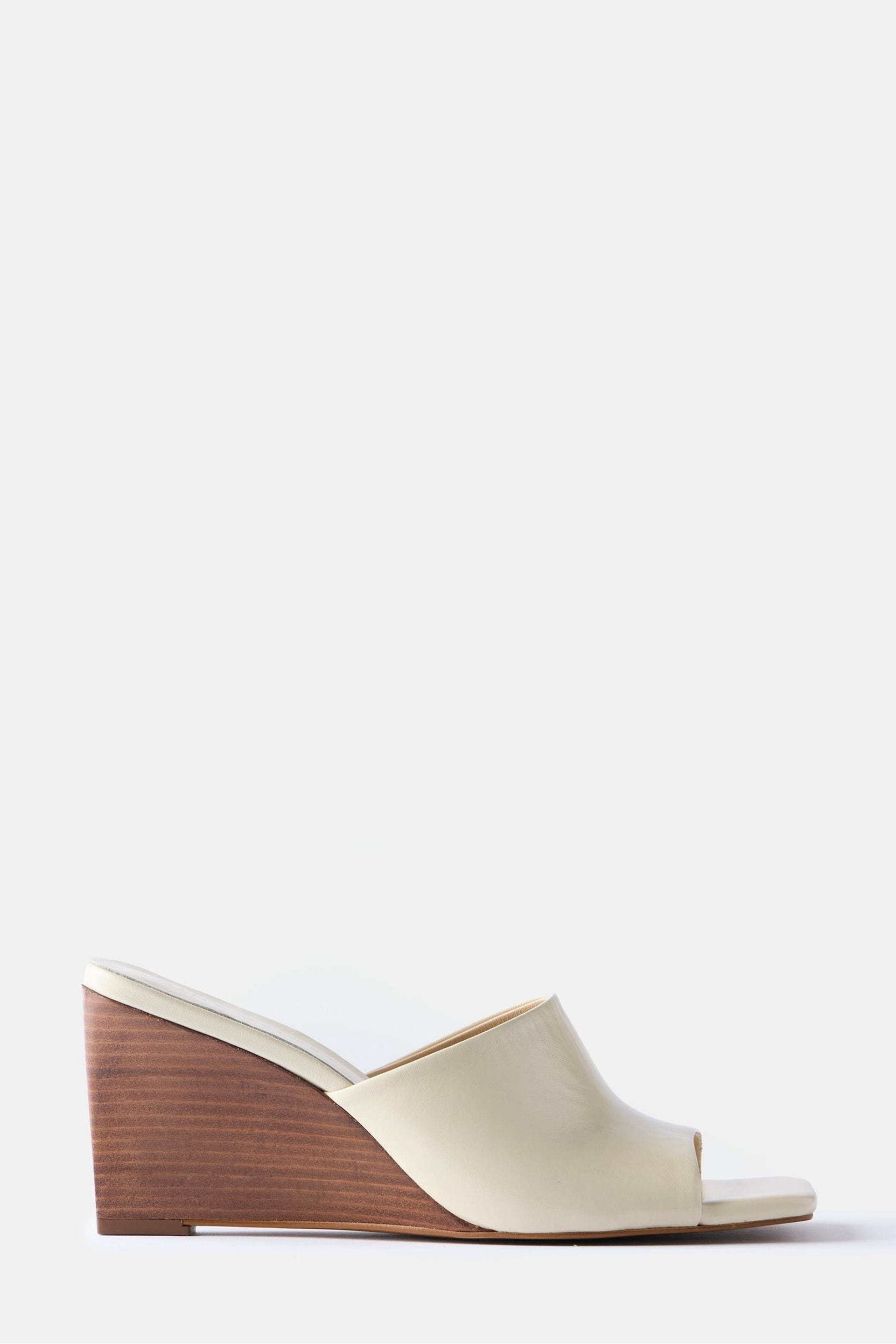 Mint Velvet Cream Wooden Wedges Sandals - Image 1 of 4