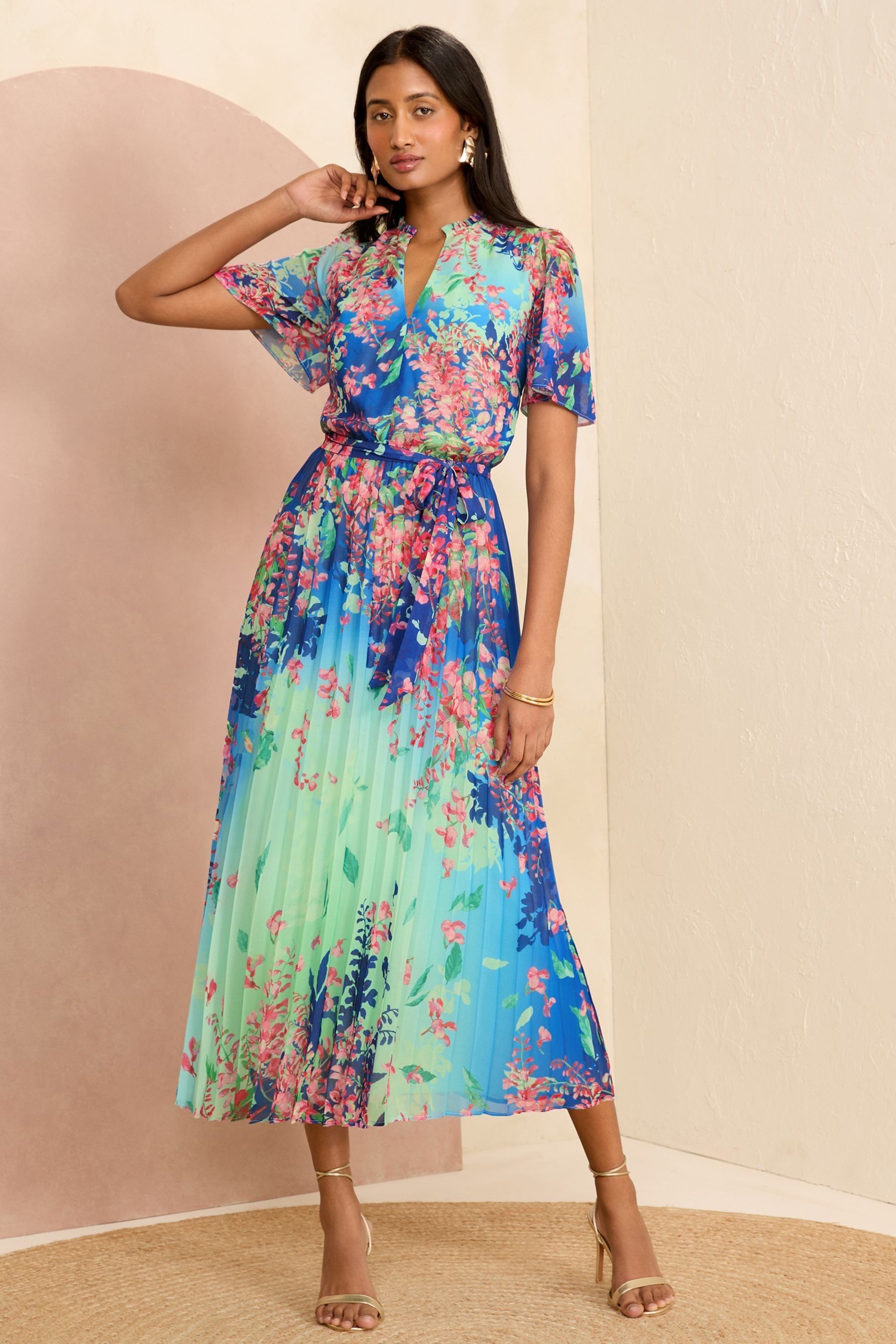 Pleated midi dress petite clearance
