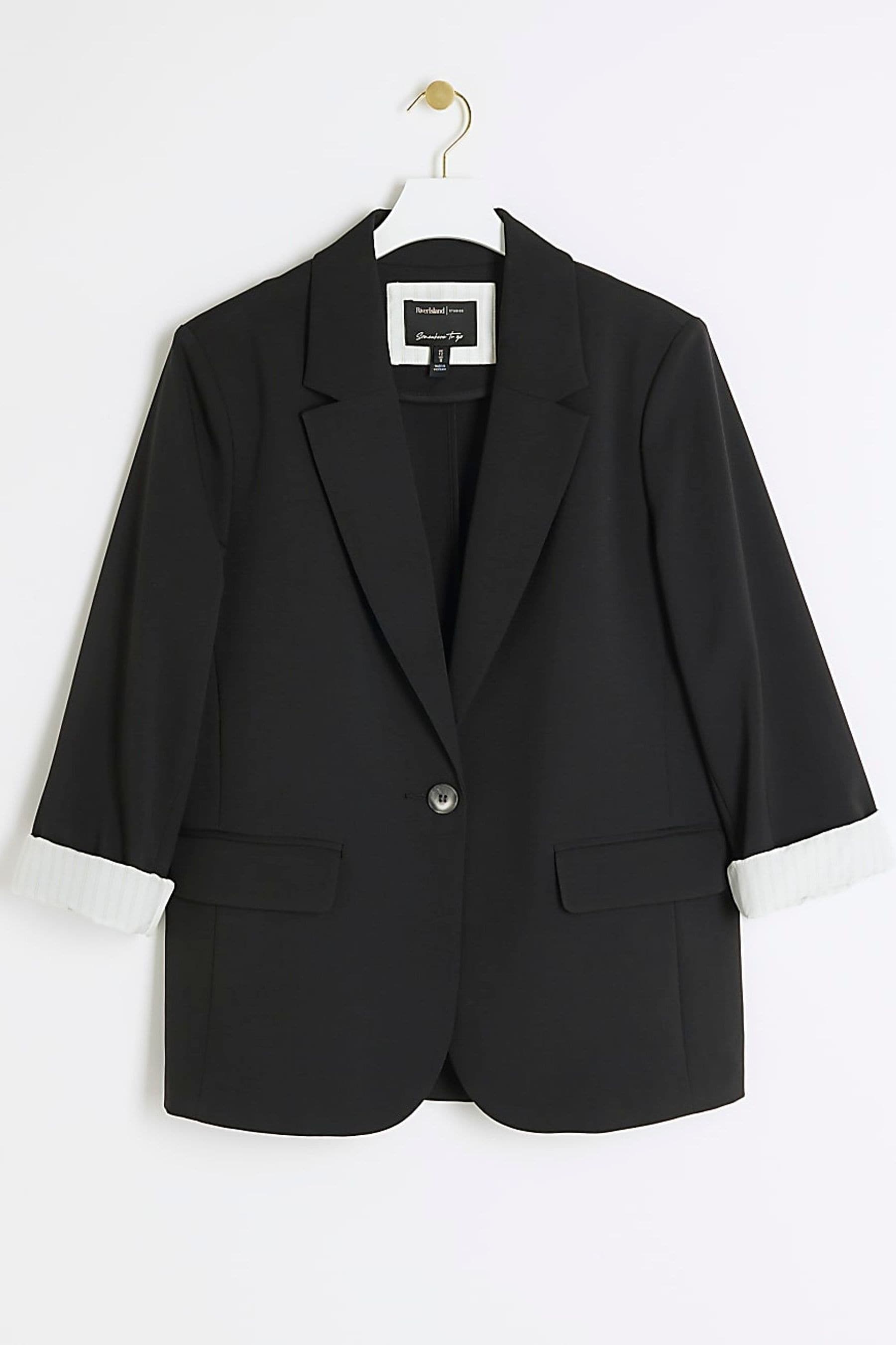 River island black and white blazer discount