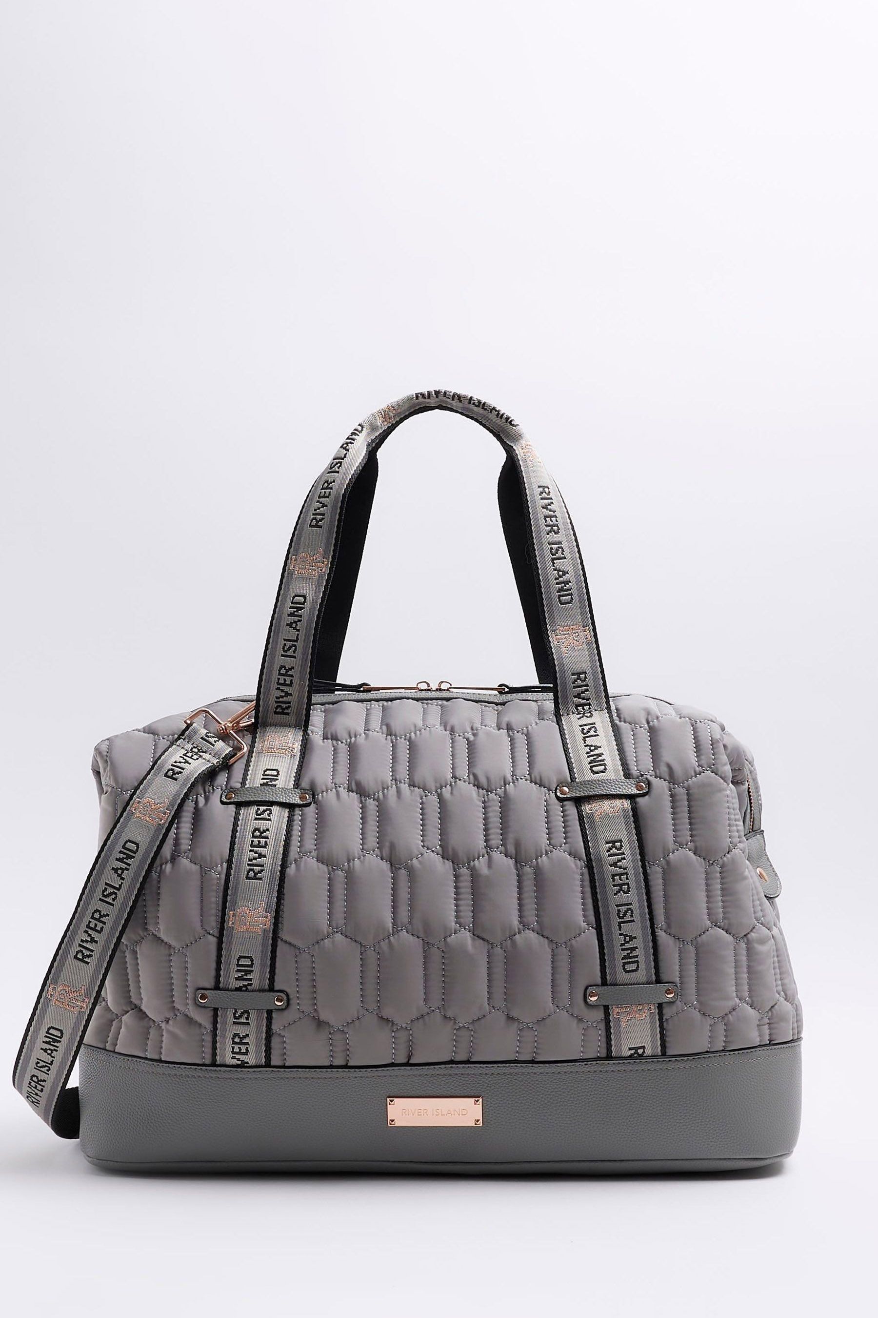 Buy River Island Grey Quilted Holdall from Next Oman