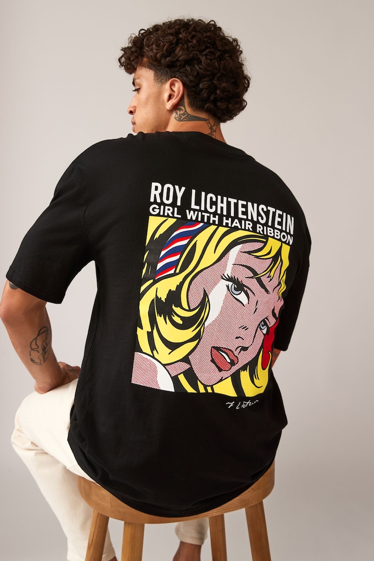 Black Roy Lichtenstein Artist Licence 100% Cotton T-Shirt - Image 1 of 8