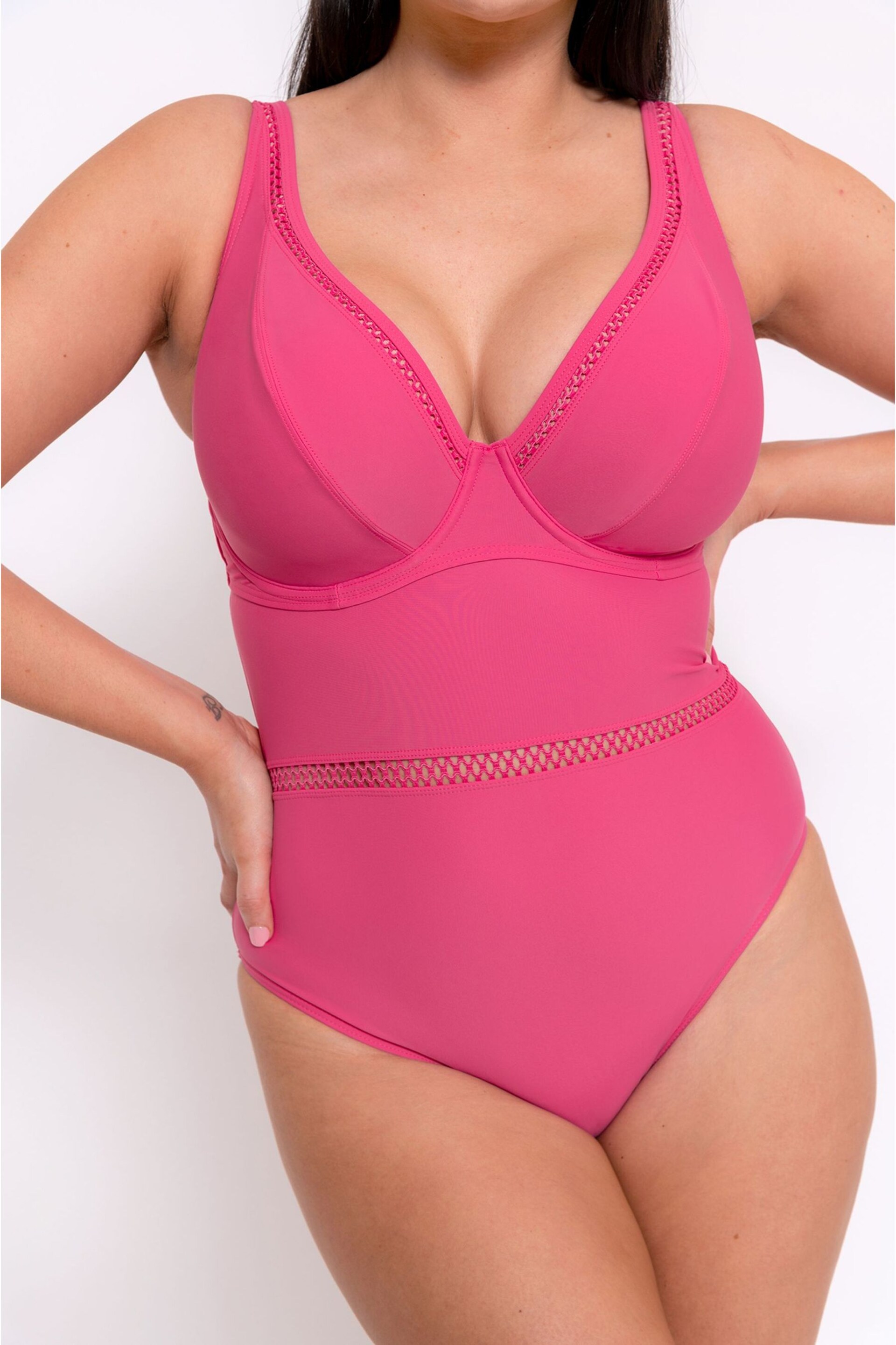 Curvy Kate Pink First Class Plunge Swimsuit - Image 4 of 5
