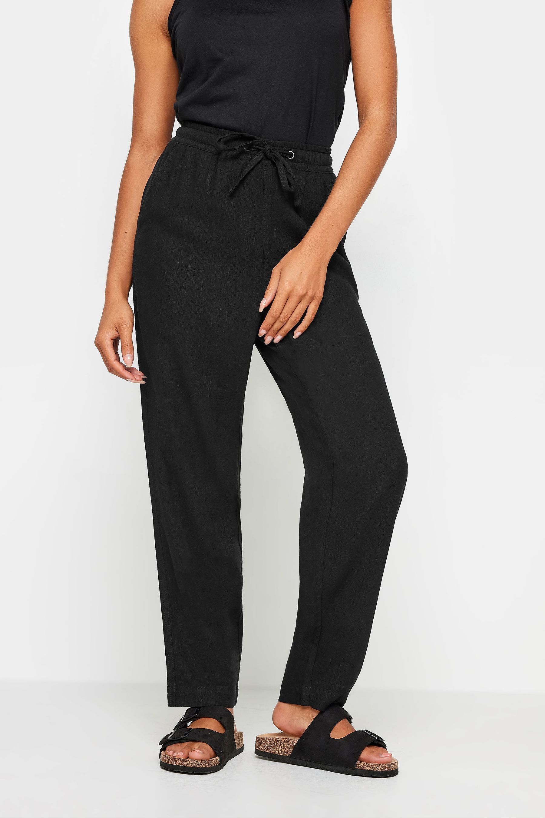 M Co Black Petite Linen Joggers
