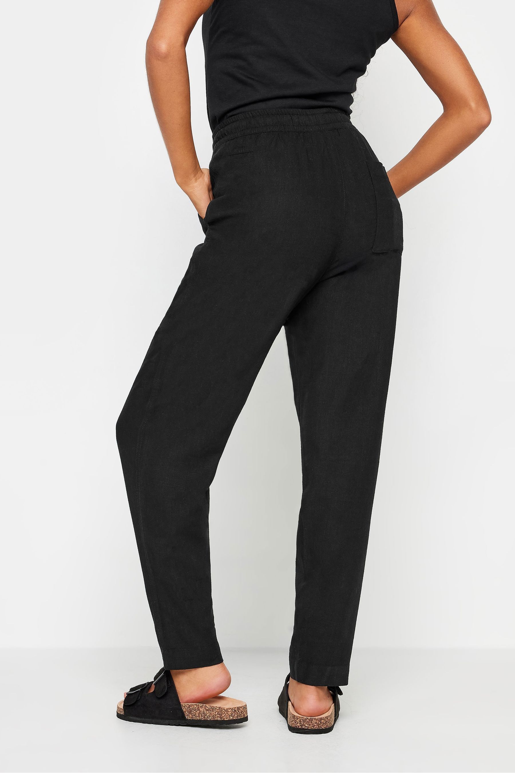 Womens black linen joggers online