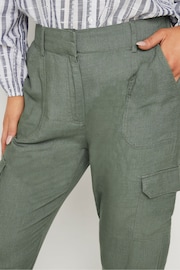 M&Co Green Relaxed Linen Cargo Trousers - Image 4 of 5