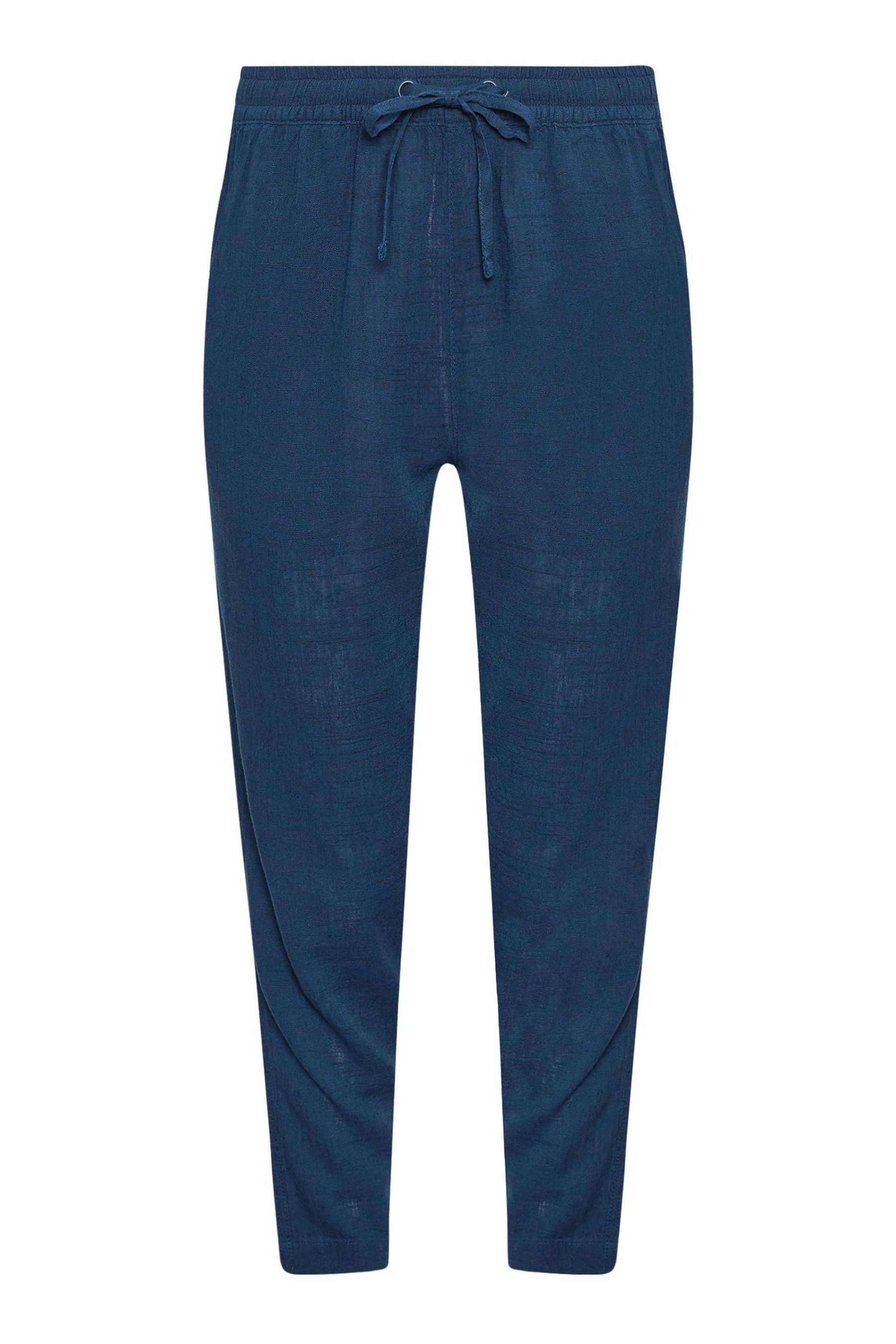 M Co Navy Blue Petite Linen Joggers