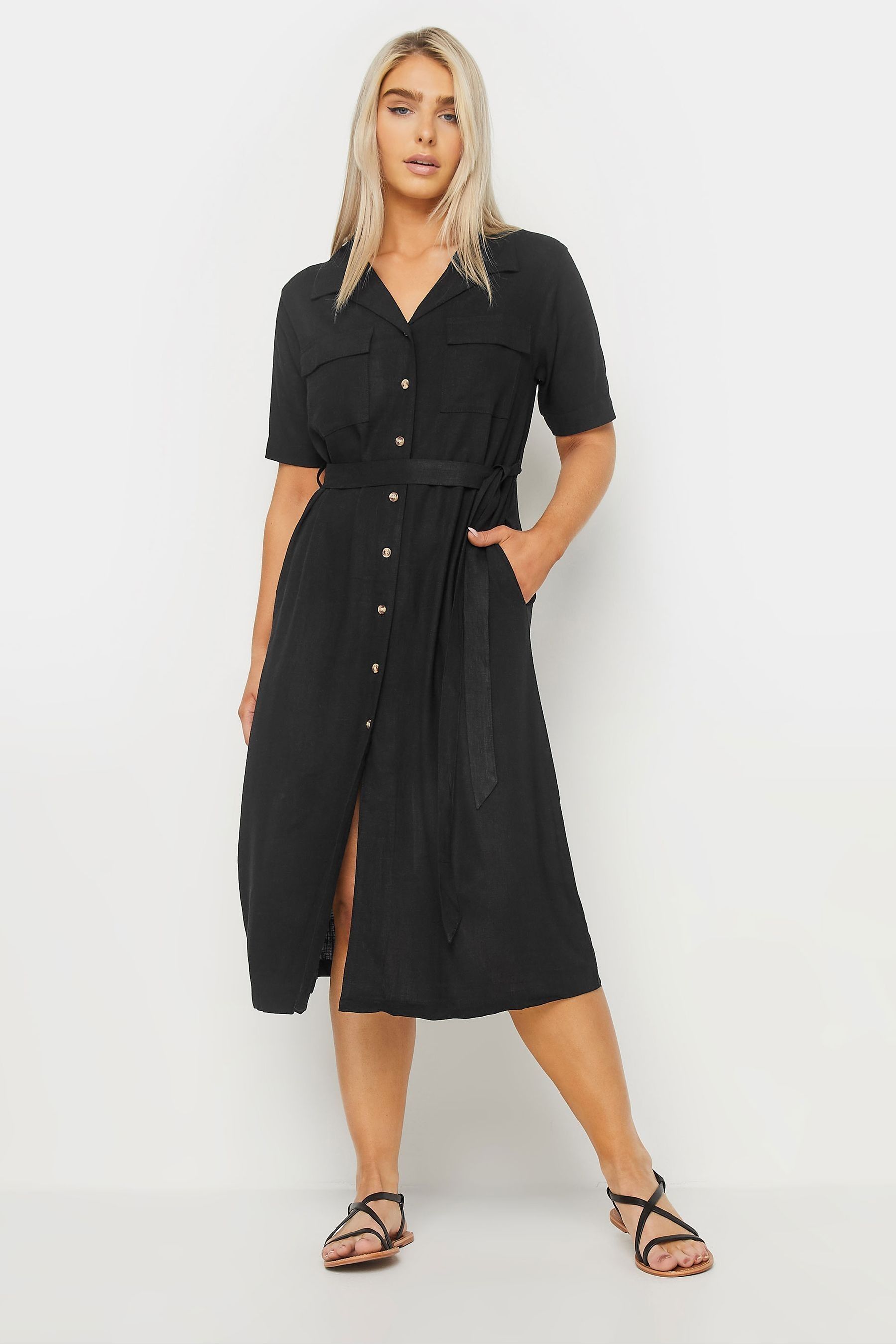 Black linen shirt dress uk clearance
