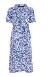 M&Co Blue & White Linen Short Sleeve Shirt Dress - Image 5 of 5