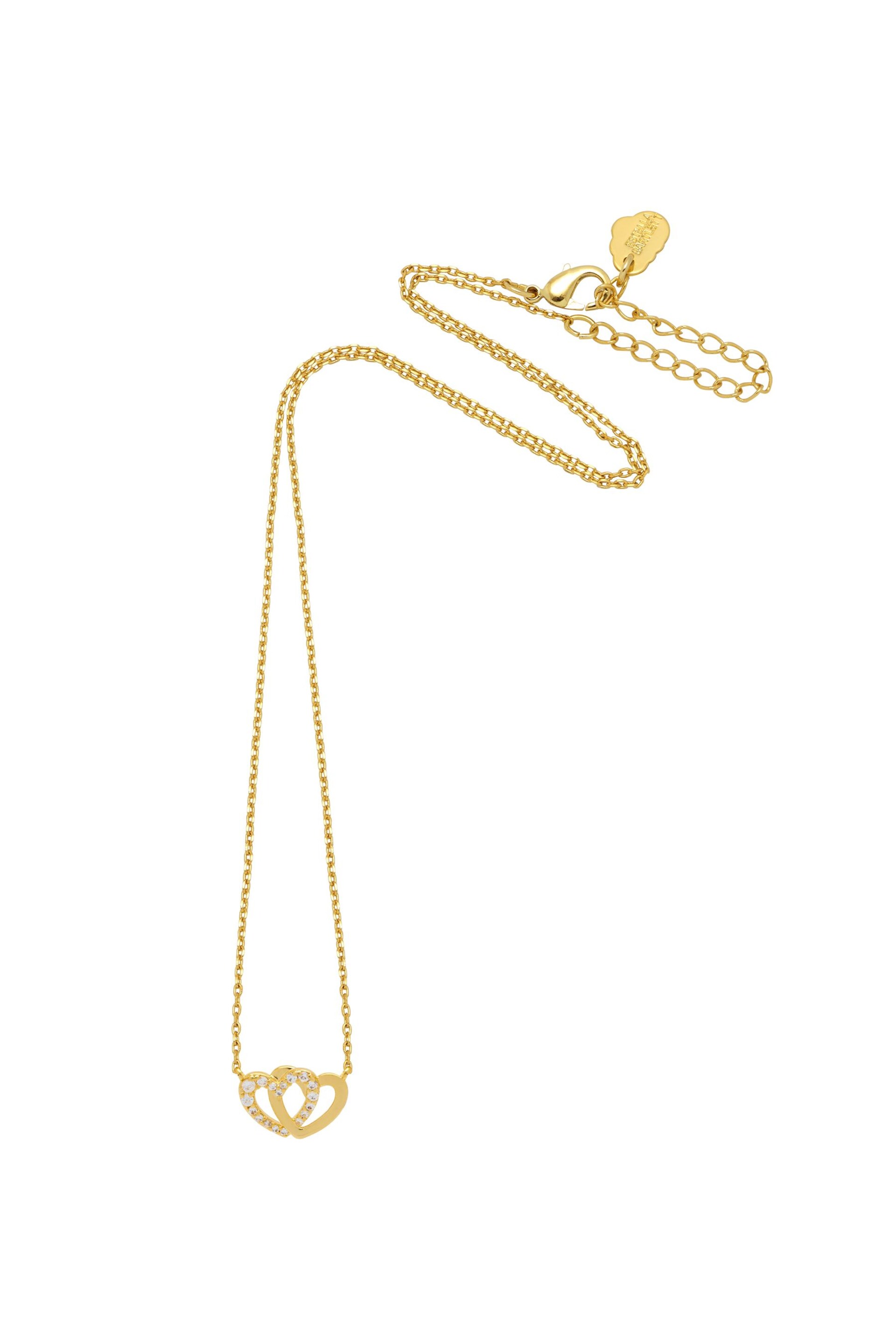 Estella Bartlett Gold Cubic Zirconia Interlocking Heart Necklace - Image 1 of 4