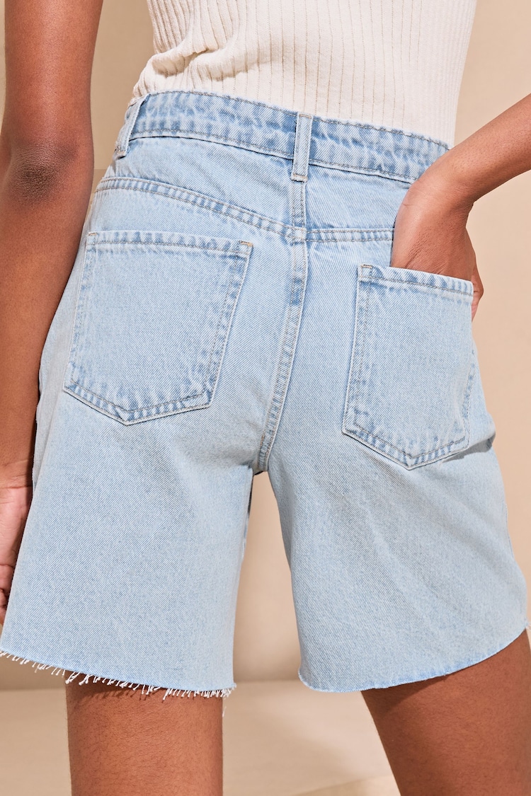 Lipsy Light Wash Navy Blue Denim Bermuda Shorts - Image 2 of 4