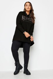 Yours Curve Black New York Glitter Embossed Hoodie - Image 3 of 4