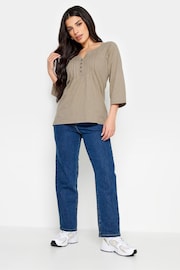 PixieGirl Petite Natural Henley Long Sleeve Cotton Blouses - Image 4 of 5