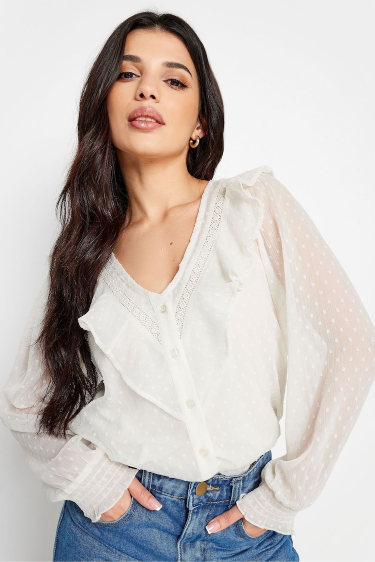 PixieGirl Petite White Dobby Crochet Blouse - Image 1 of 4