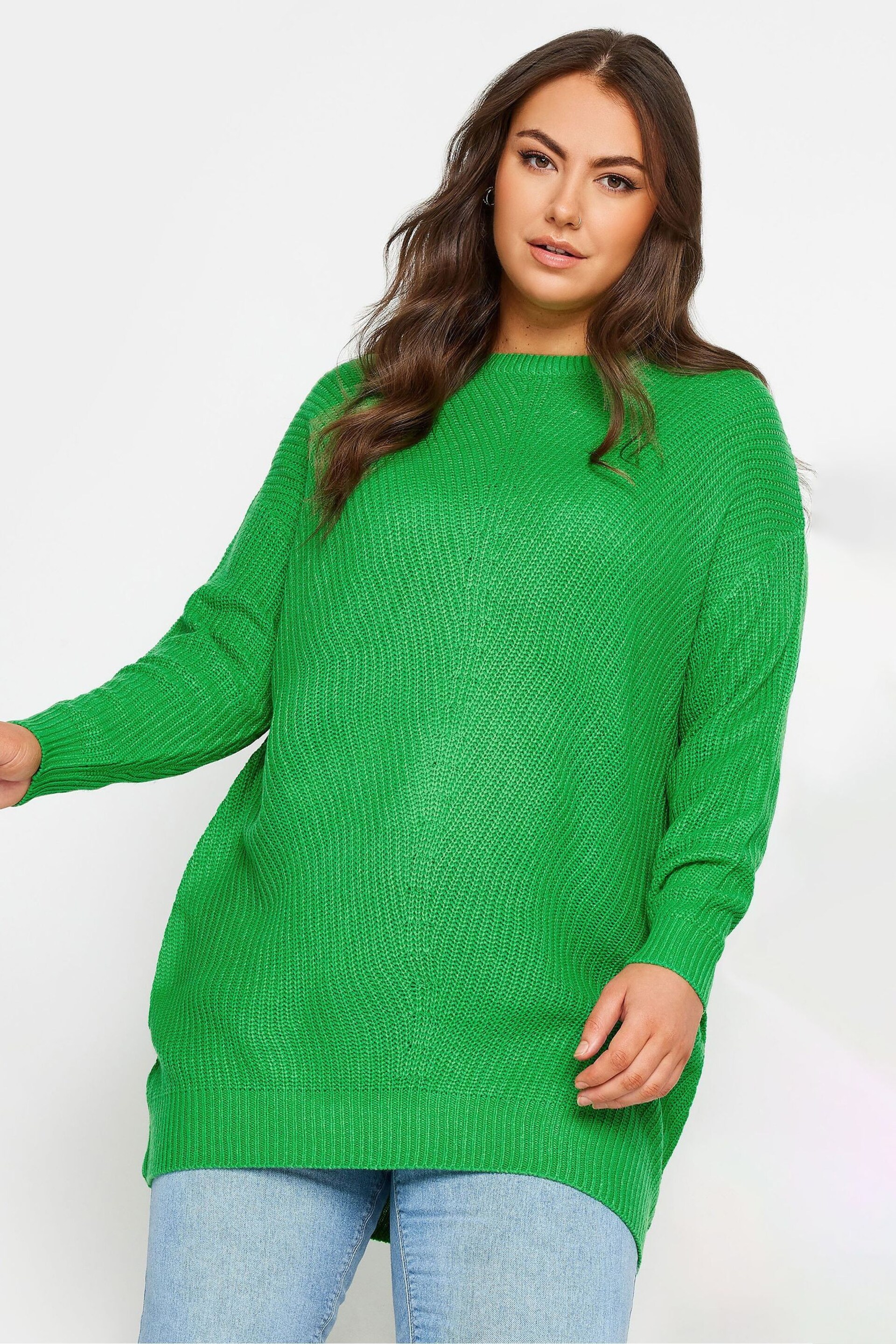 Yours Curve Green Essential Jumper - Image 1 of 4