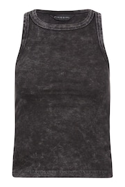 PixieGirl Petite Black/White Acid Wash And Black Plain Vest Tops 2 Pack - Image 8 of 8