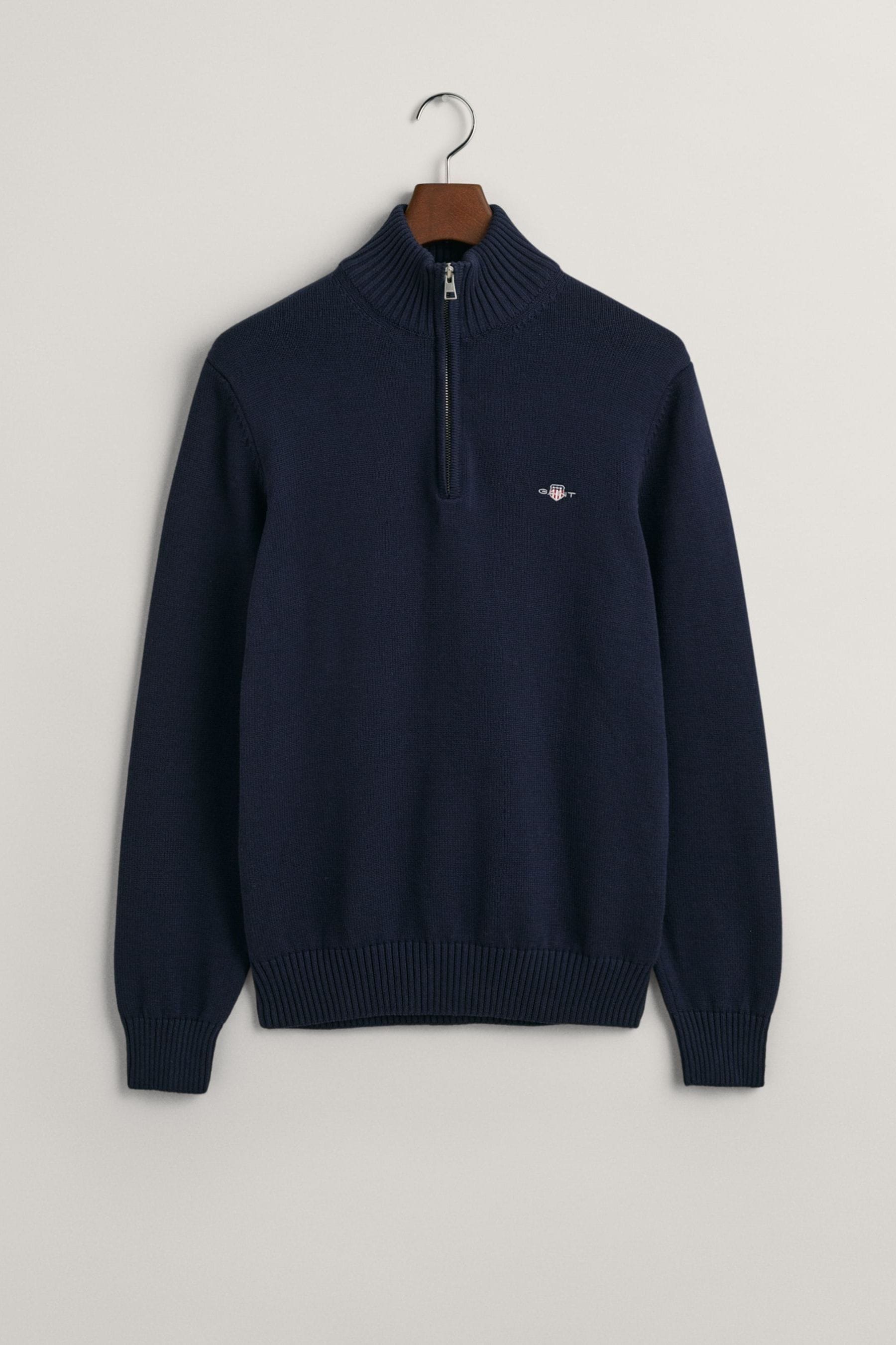 GANT Evening Blue Casual 100 Cotton Half Zip Jumper