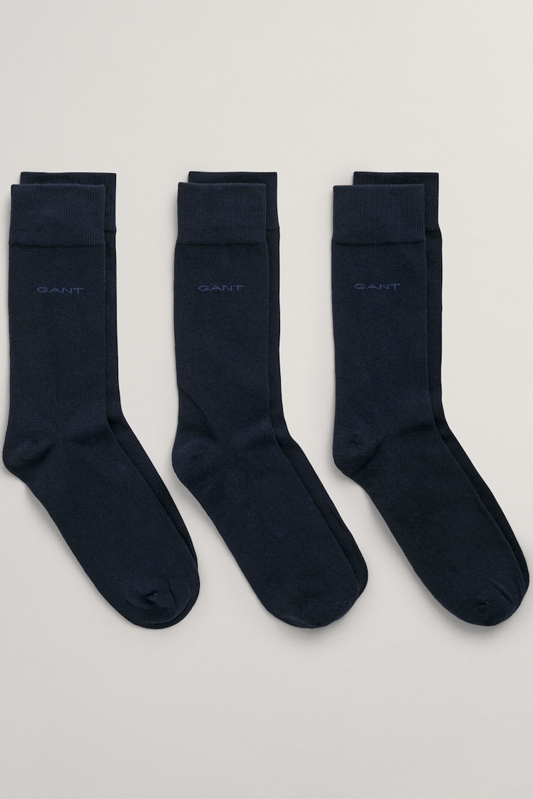 GANT Blue Soft Cotton Socks 3 Pack - Image 1 of 5